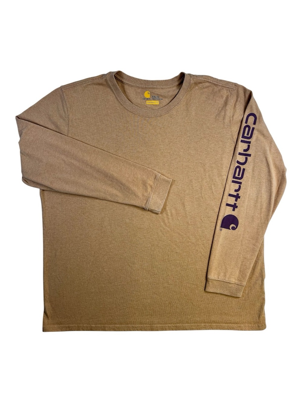 Carhartt Women’s XXL Tan Long Sleeve Logo Graphic Tee Workwear Streetwear